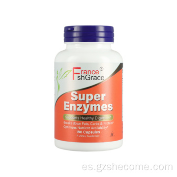 Suplemento de enzimas 180 cápsulas apoyan la digestión saludable